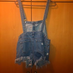 Distressed Overall Shorts (Size M)
